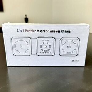 Ucomx 3 in 1 Portable Magnetic Wireless Charger - White - New in Box